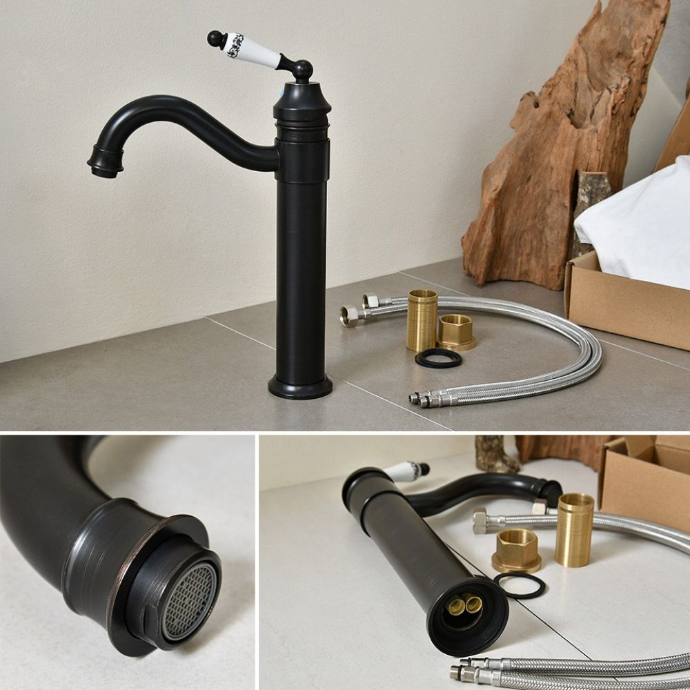 Vòi lavabo thân cao bằng đồng Kanly GCA03B