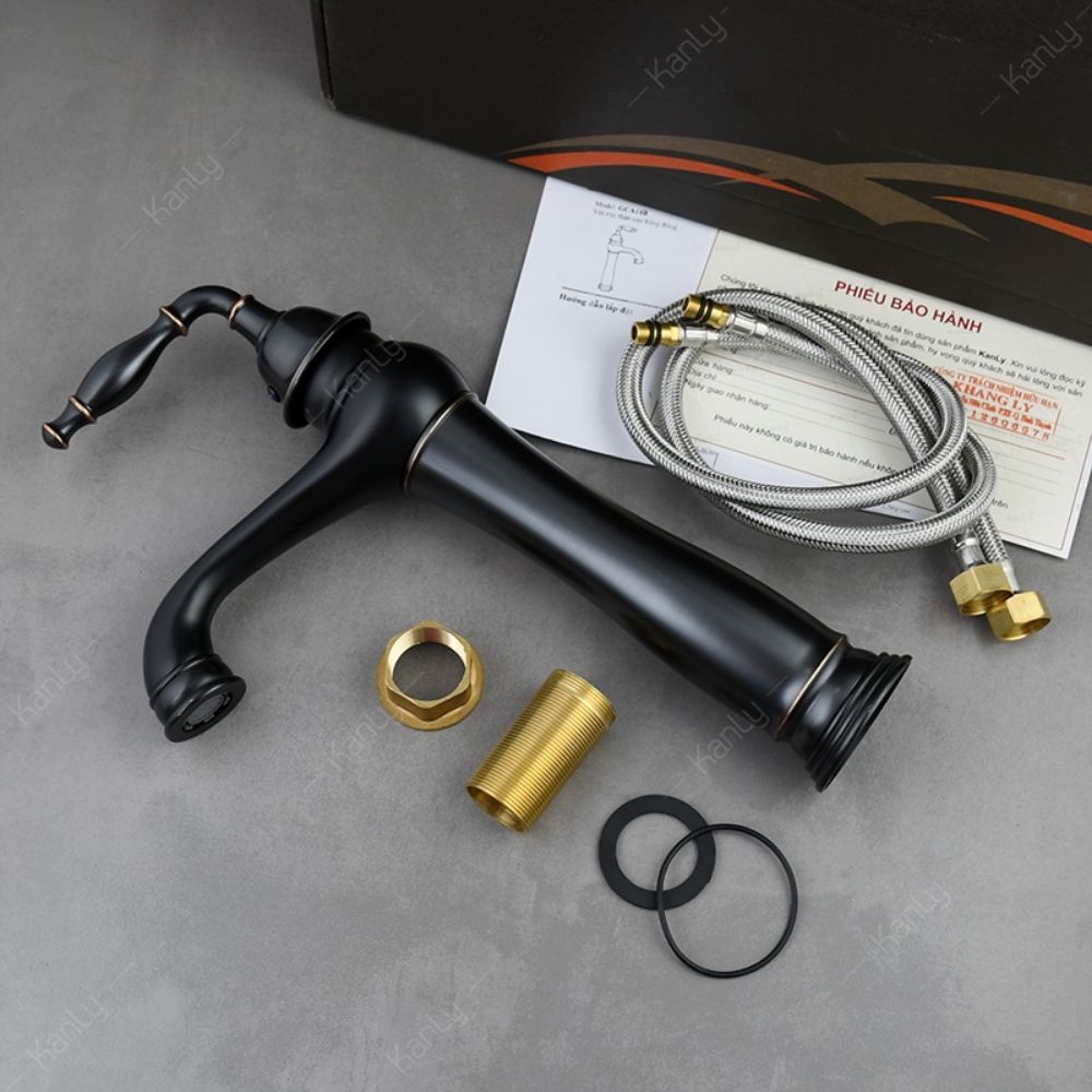Vòi chậu lavabo nóng lạnh bằng đồng Kanly GCA14B