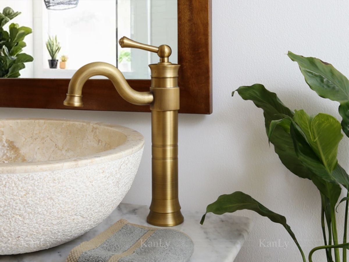 Vòi chậu lavabo nóng lạnh bằng đồng Kanly GCA16