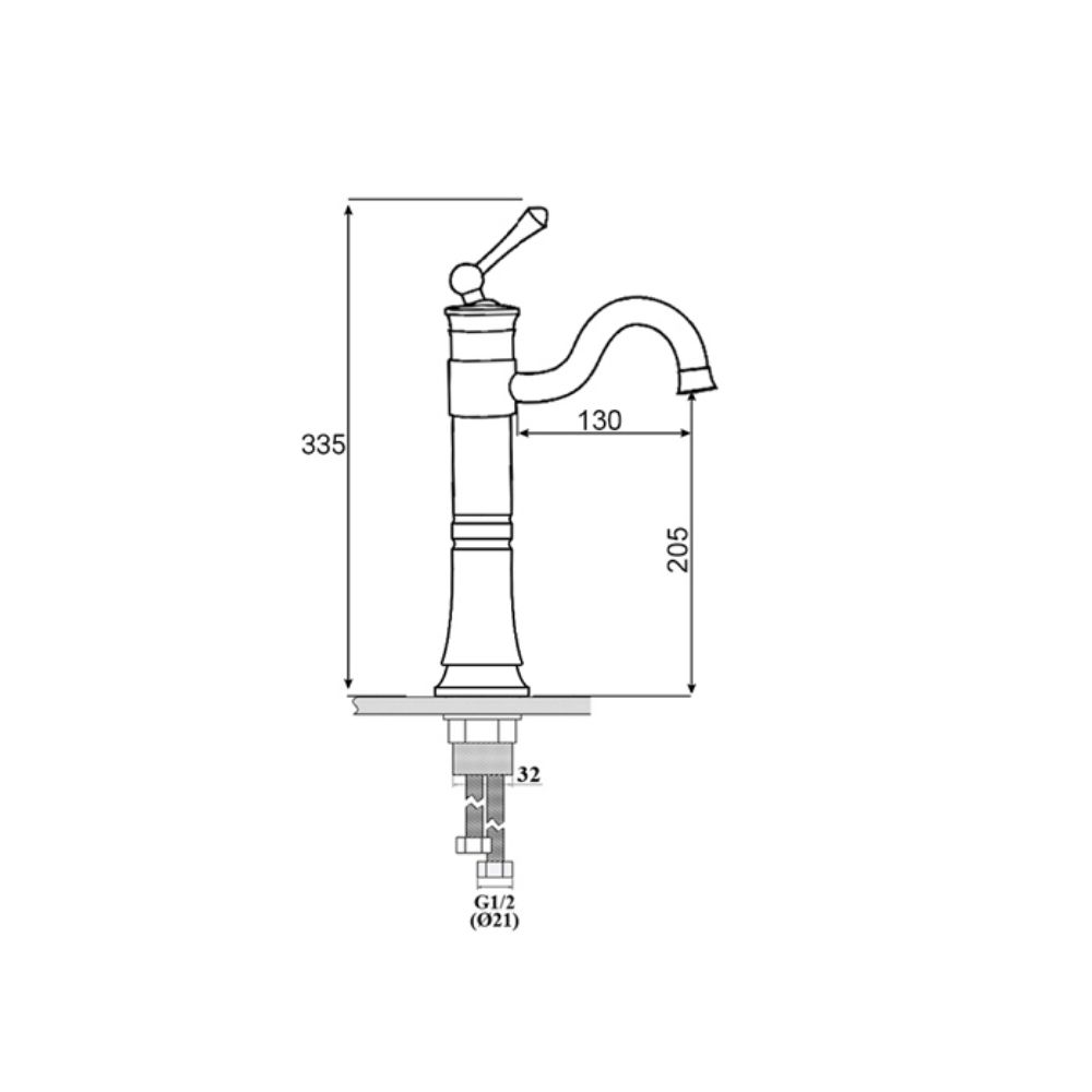 Vòi chậu lavabo nóng lạnh bằng đồng Kanly GCA16