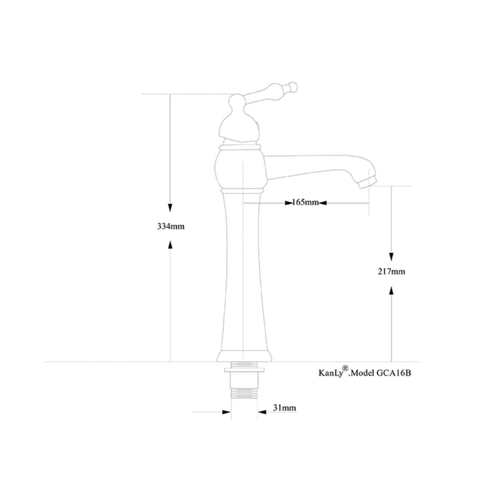Vòi chậu lavabo nóng lạnh bằng đồng Kanly GCA16B