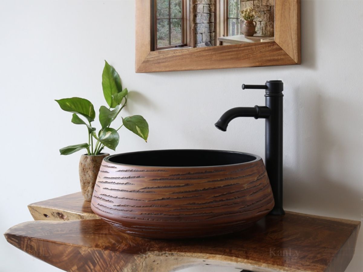 Vòi chậu lavabo nóng lạnh bằng đồng Kanly GCA20B