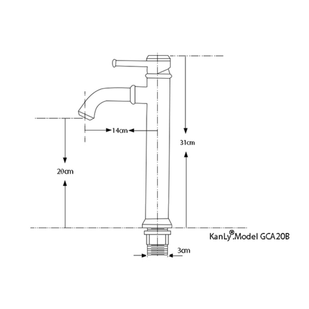 Vòi chậu lavabo nóng lạnh bằng đồng Kanly GCA20B