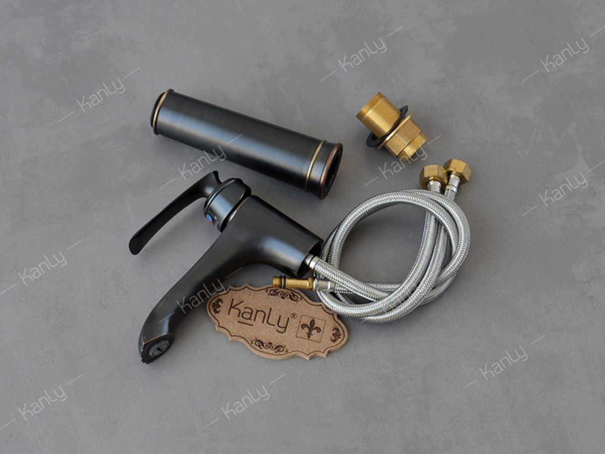 Vòi chậu lavabo nóng lạnh bằng đồng Kanly GCA41B