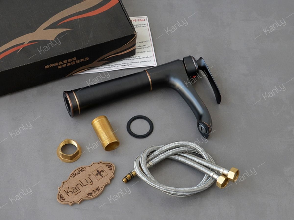 Vòi chậu lavabo nóng lạnh bằng đồng Kanly GCA41B