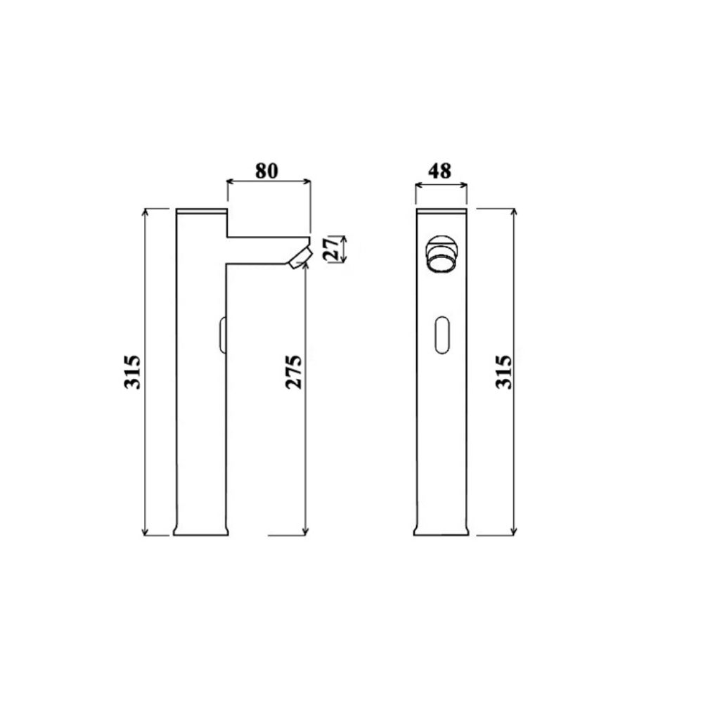 Vòi chậu lavabo cảm ứng bằng đồng Kanly GCAC1