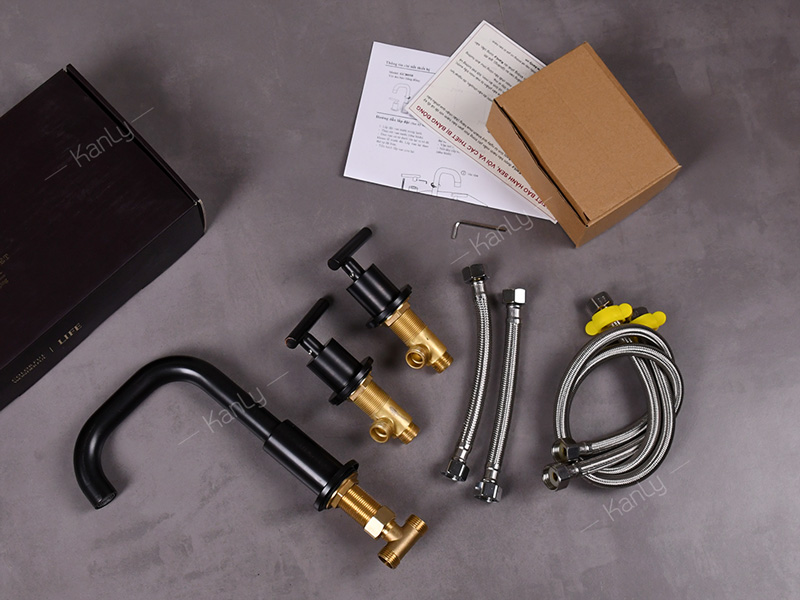 Vòi chậu âm bàn nóng lạnh bằng đồng Kanly GCB05B