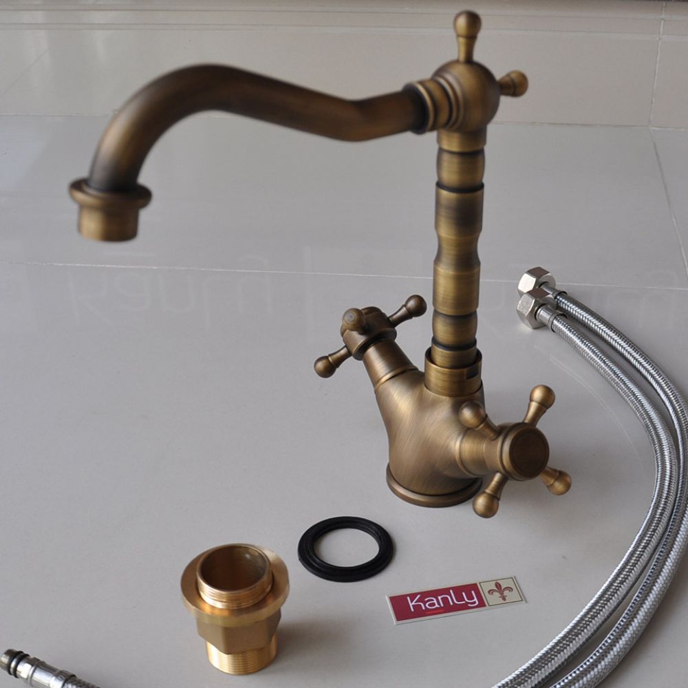 Vòi chậu lavabo nóng lạnh bằng đồng Kanly GCC05