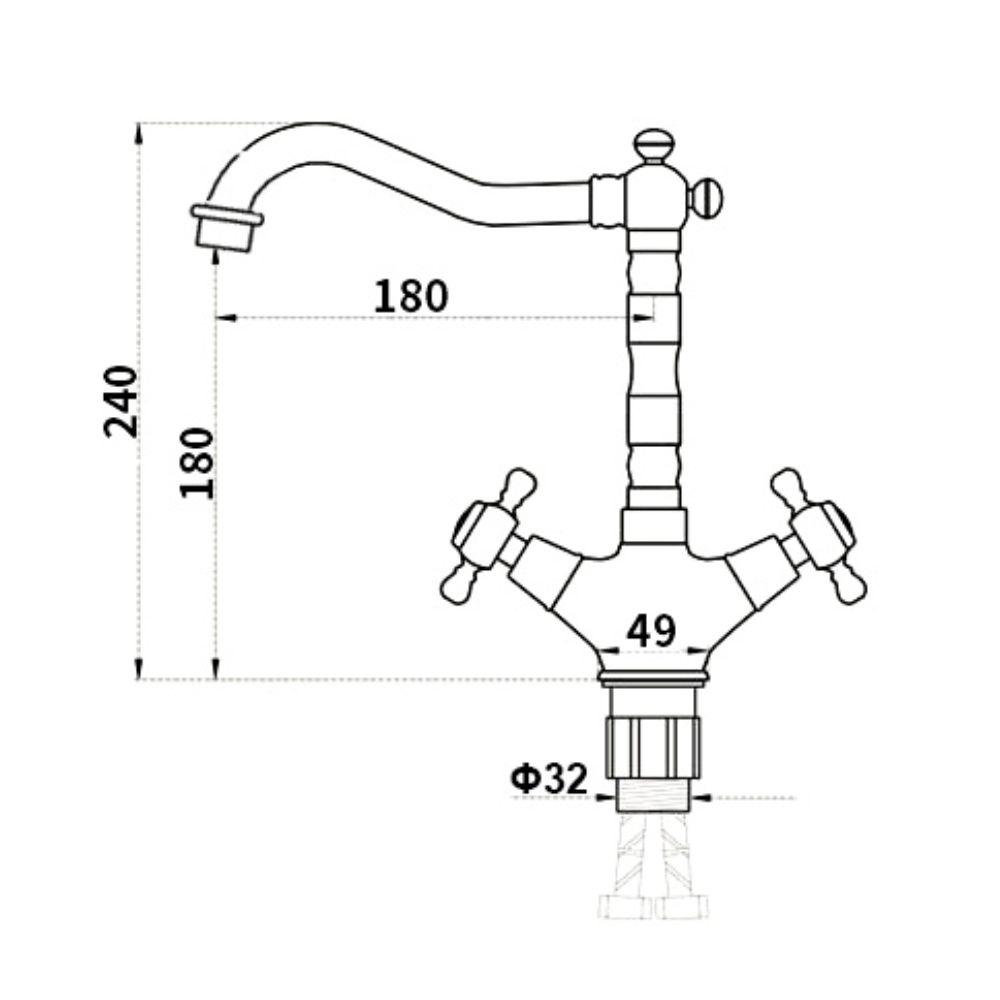 Vòi chậu lavabo nóng lạnh bằng đồng Kanly GCC05