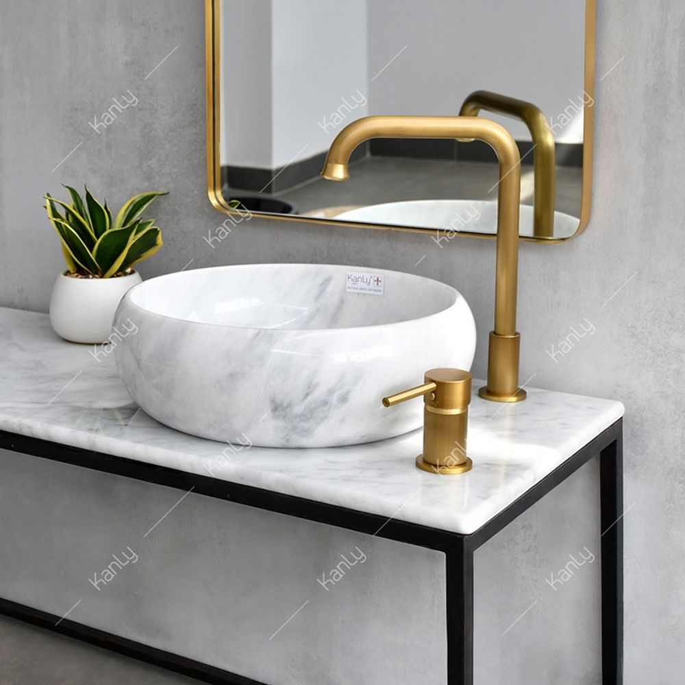 Vòi chậu âm bàn nóng lạnh bằng đồng Kanly GCC41