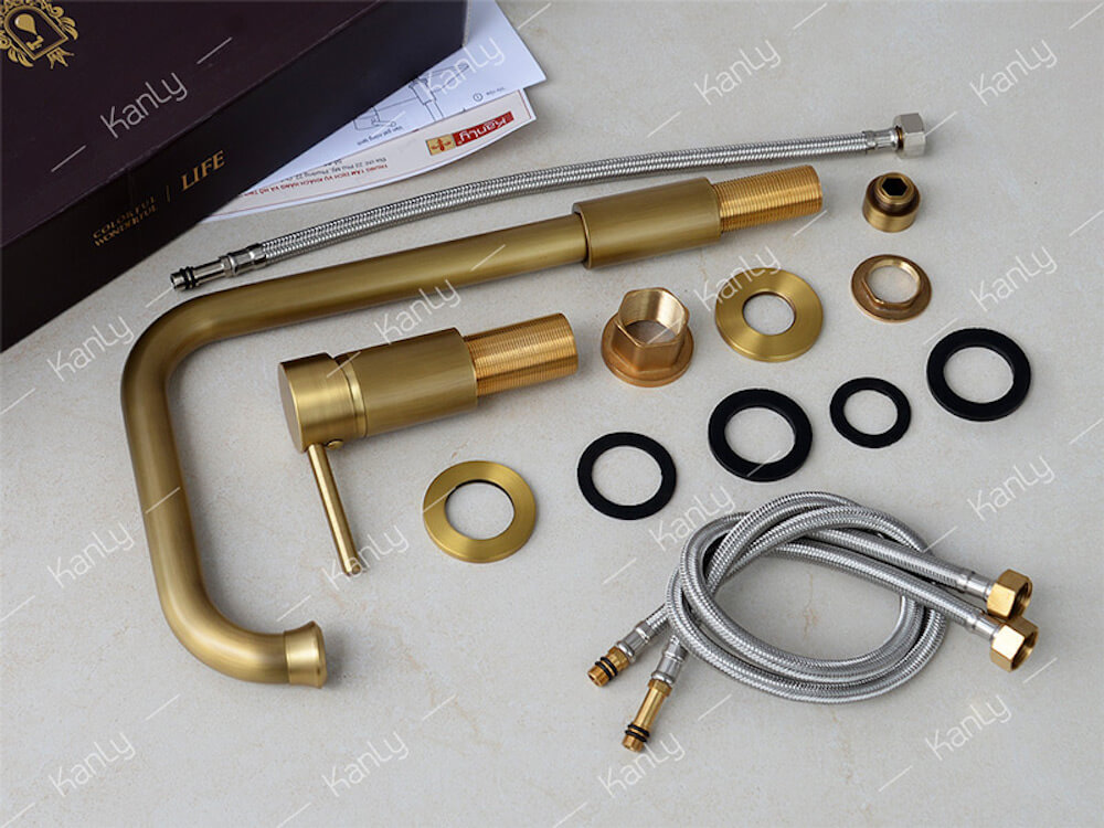 Vòi chậu âm bàn nóng lạnh bằng đồng Kanly GCC41