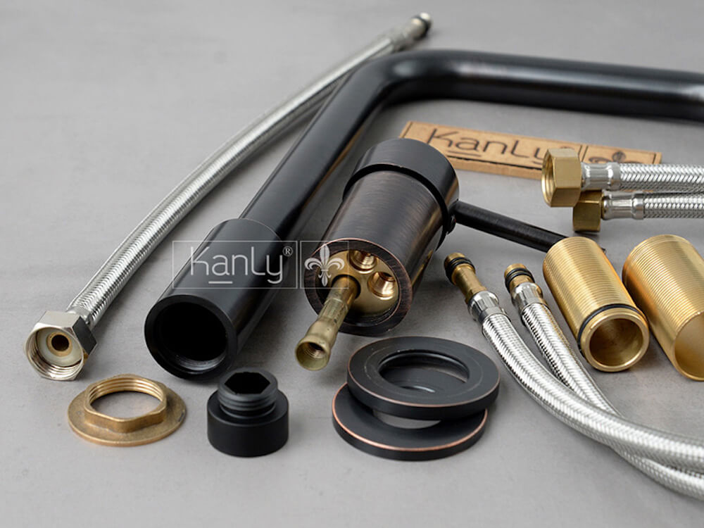 Vòi chậu âm bàn nóng lạnh bằng đồng Kanly GCC41B