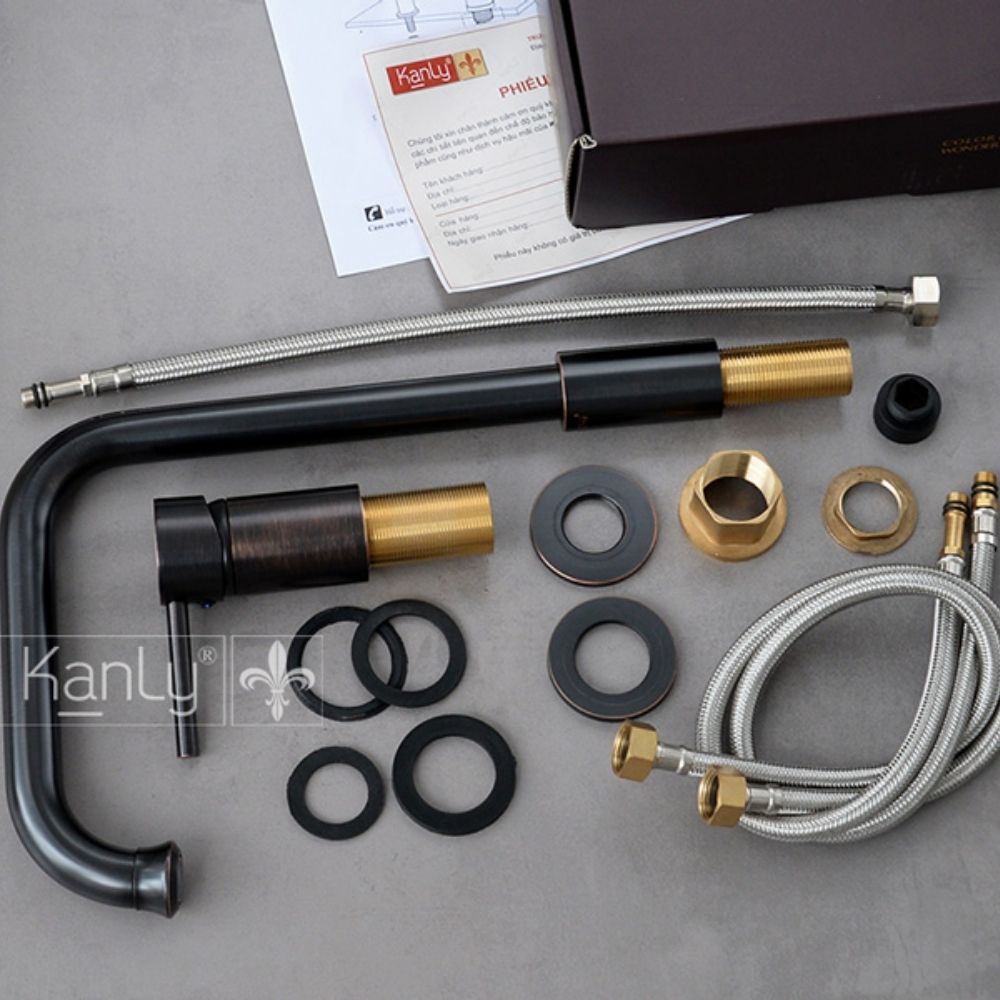 Vòi chậu âm bàn nóng lạnh bằng đồng Kanly GCC41B