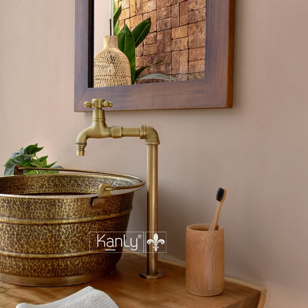 Vòi chậu thân cao nóng lạnh bằng đồng Kanly GCT01HM
