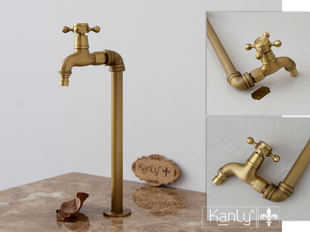 Vòi chậu thân cao nóng lạnh bằng đồng Kanly GCT01HM