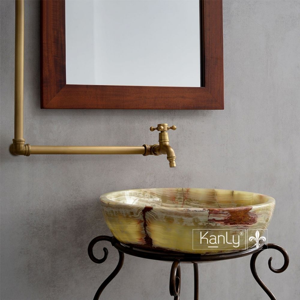 Vòi chậu thân cao nóng lạnh bằng đồng Kanly GCT01HM