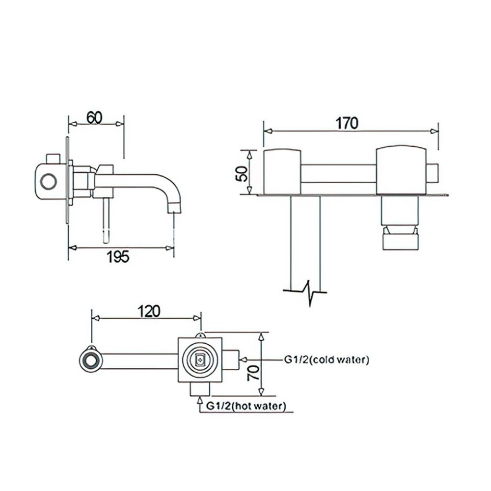 Vòi âm tường nóng lạnh bằng đồng Kanly GCT04B