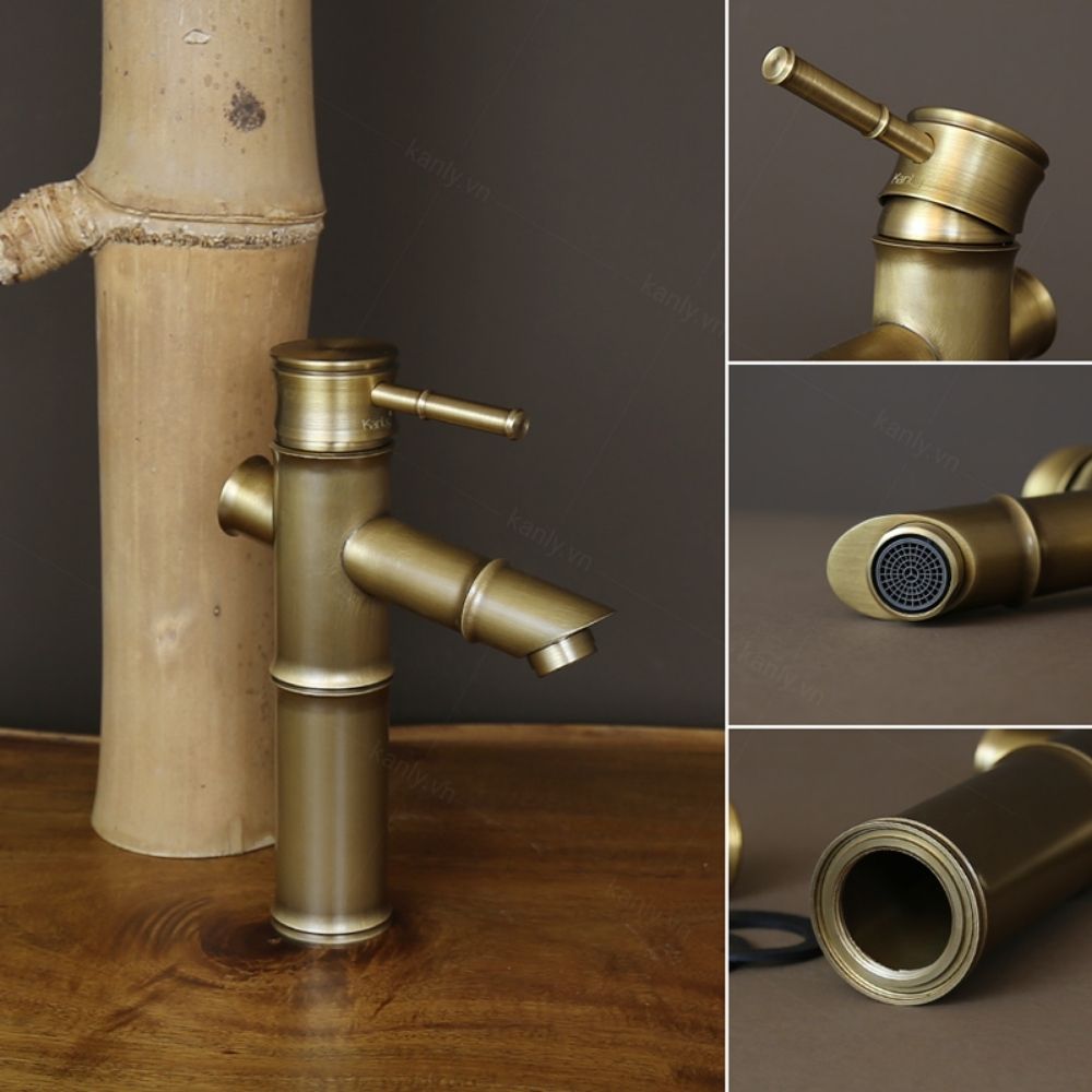 Vòi chậu lavabo nóng lạnh bằng đồng Kanly GCV02