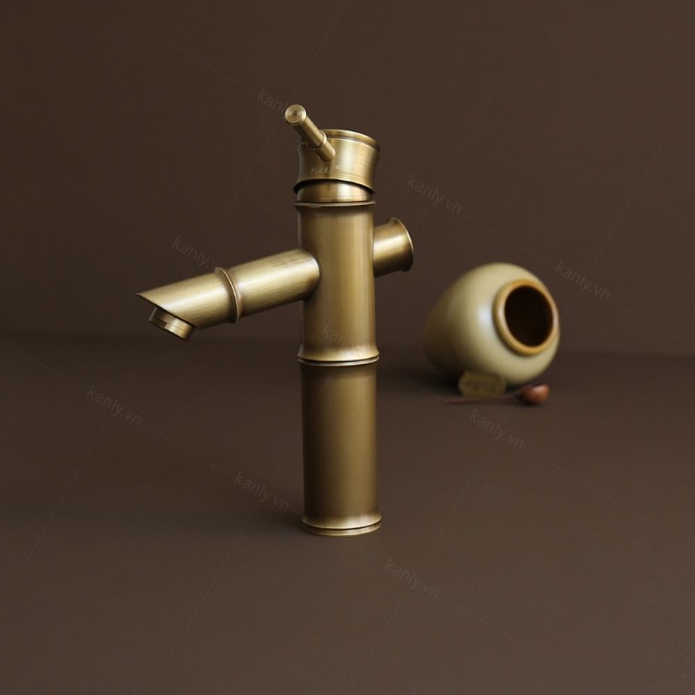 Vòi chậu lavabo nóng lạnh bằng đồng Kanly GCV02