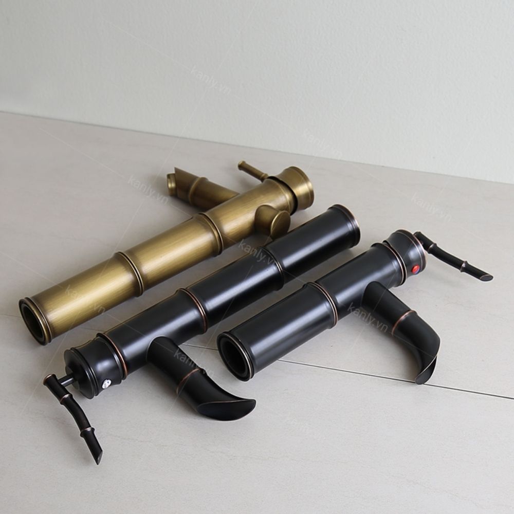 Vòi chậu lavabo nóng lạnh bằng đồng Kanly GCV02B