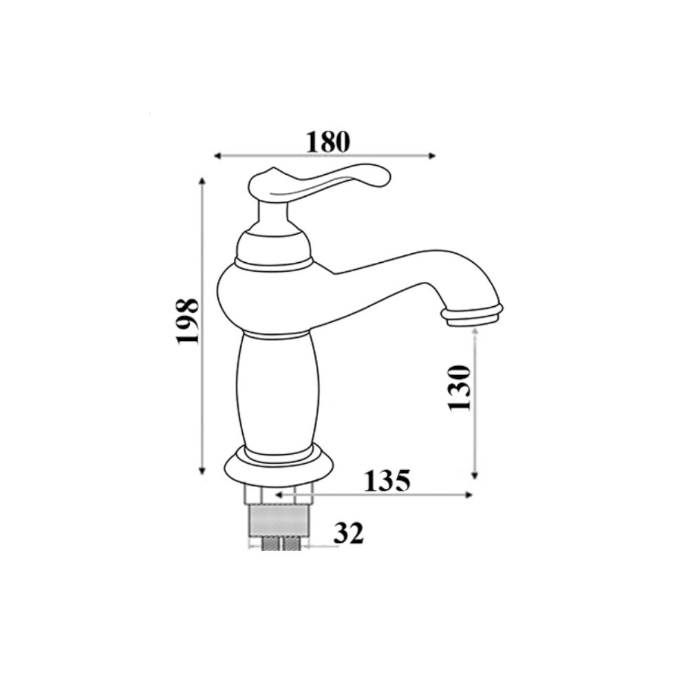 Vòi chậu lavabo nóng lạnh bằng đồng Kanly GCV03