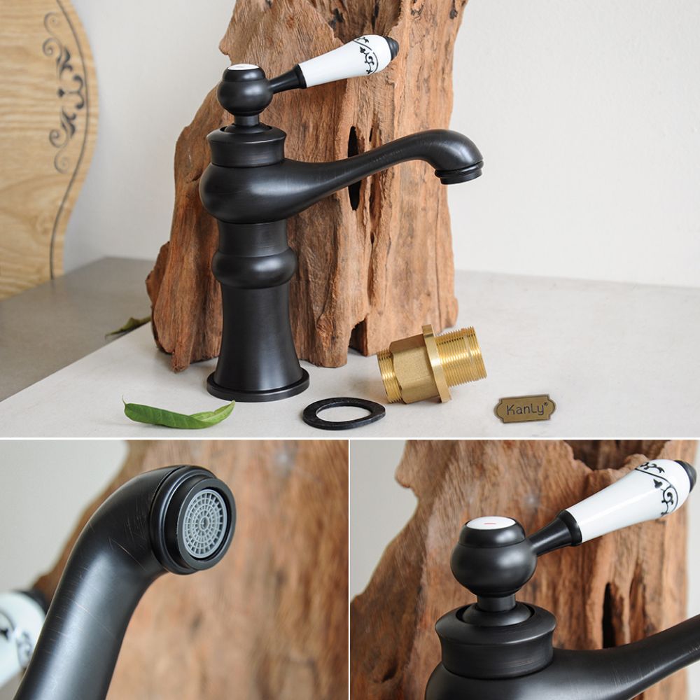 Vòi chậu lavabo nóng lạnh bằng đồng Kanly GCV03B