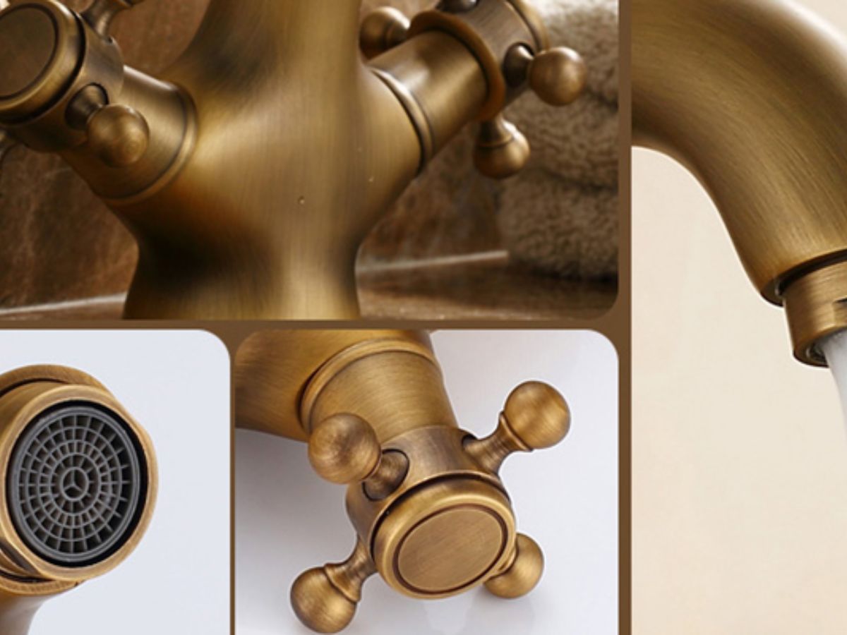 Vòi chậu lavabo nóng lạnh bằng đồng Kanly GCV05