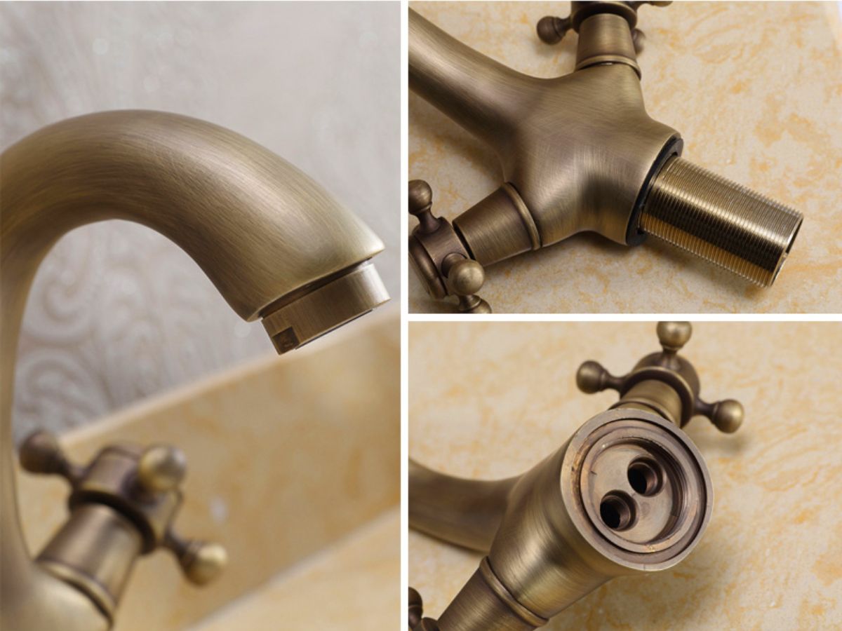 Vòi chậu lavabo nóng lạnh bằng đồng Kanly GCV05
