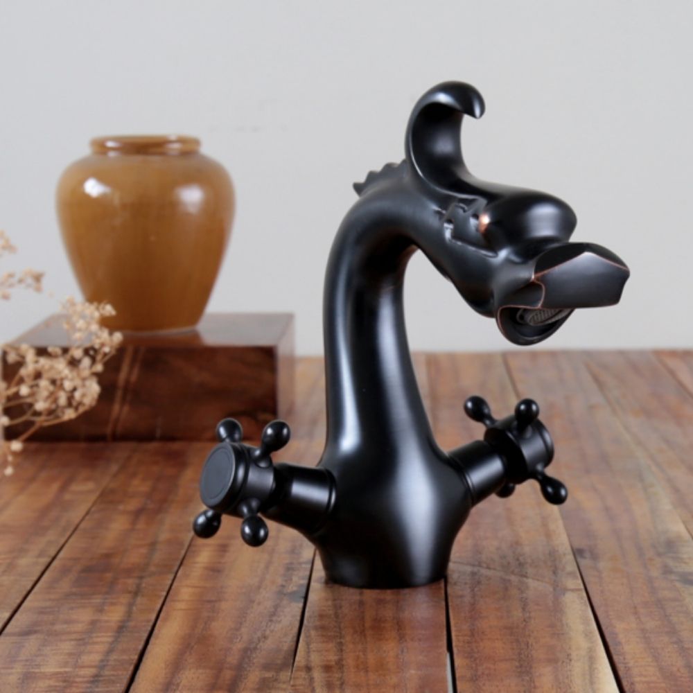 Vòi chậu lavabo nóng lạnh bằng đồng Kanly GCV10B