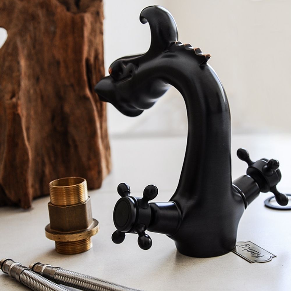 Vòi chậu lavabo nóng lạnh bằng đồng Kanly GCV10B