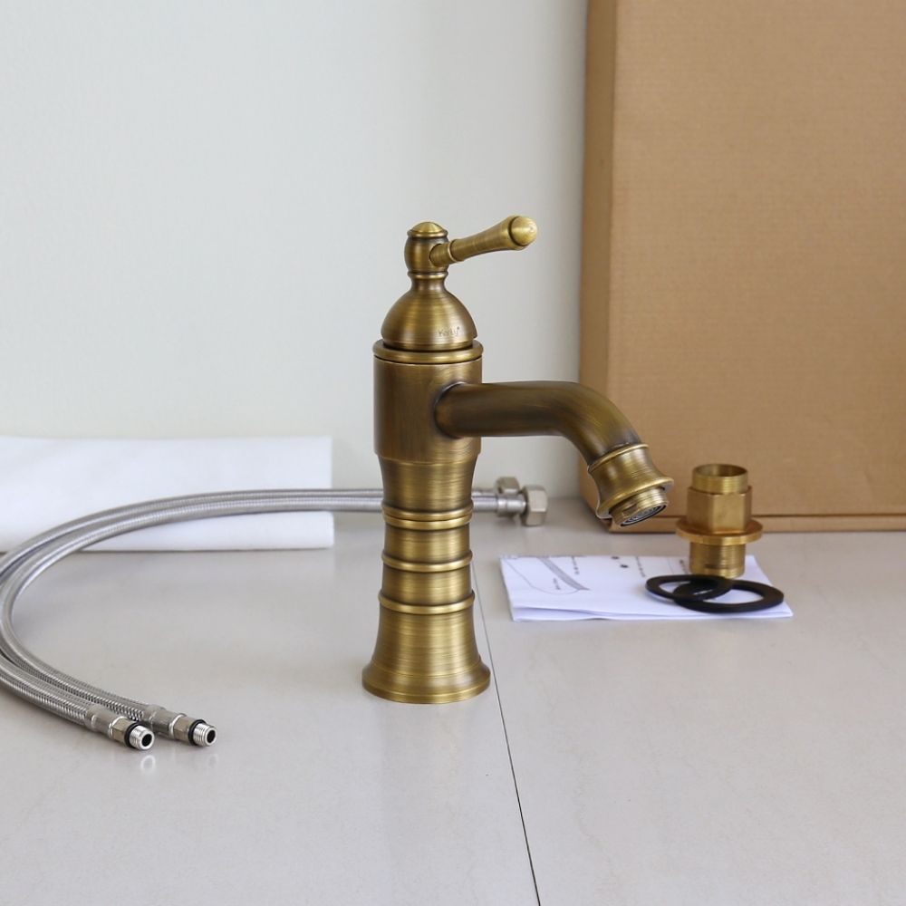 Vòi chậu lavabo nóng lạnh bằng đồng Kanly GCV13