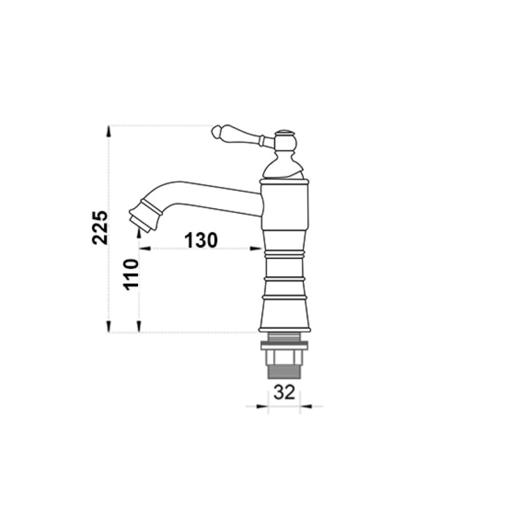 Vòi chậu lavabo nóng lạnh bằng đồng Kanly GCV13