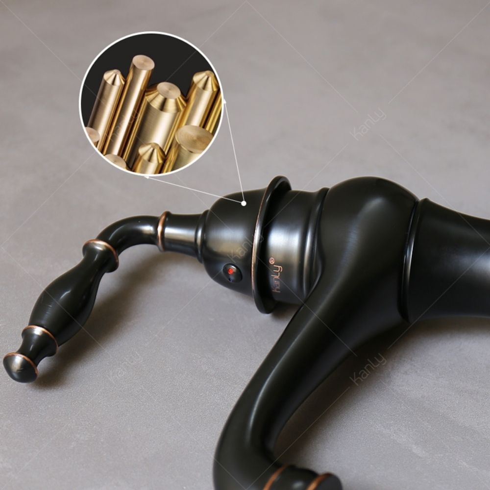 Vòi chậu lavabo nóng lạnh bằng đồng Kanly GCV14B