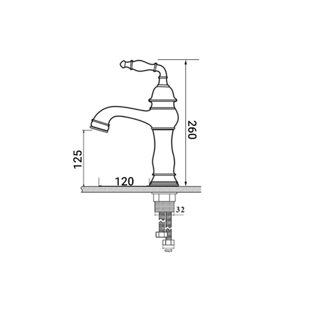 Vòi chậu lavabo nóng lạnh bằng đồng Kanly GCV14B