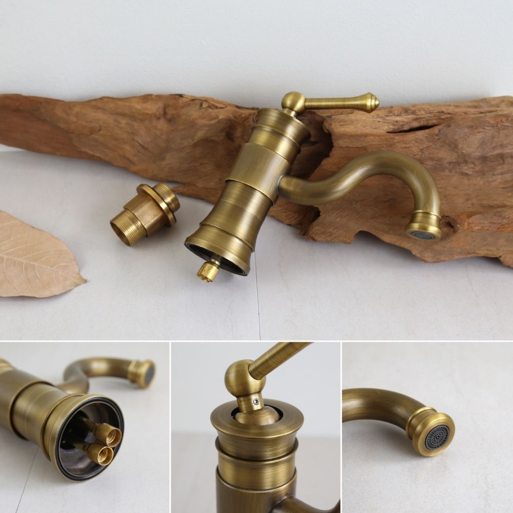 Vòi chậu lavabo nóng lạnh bằng đồng Kanly GCV16