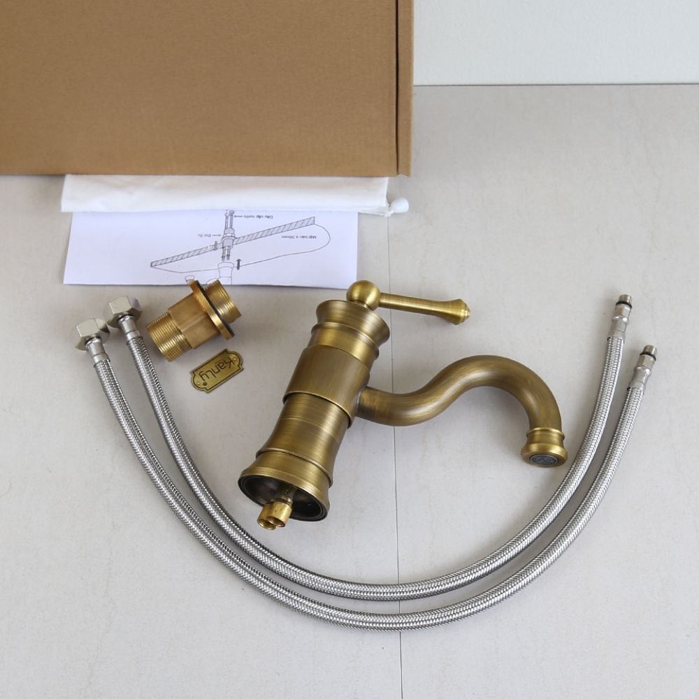 Vòi chậu lavabo nóng lạnh bằng đồng Kanly GCV16