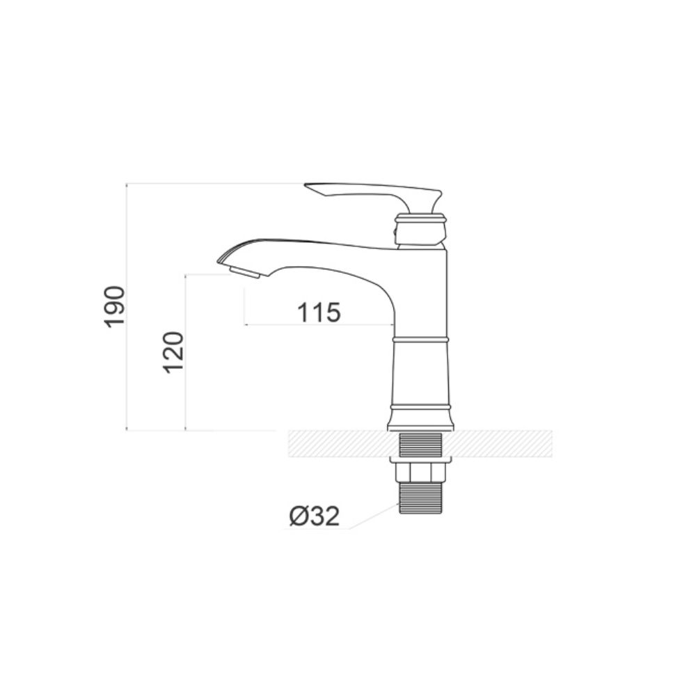Vòi chậu lavabo nóng lạnh bằng đồng Kanly GCV41B