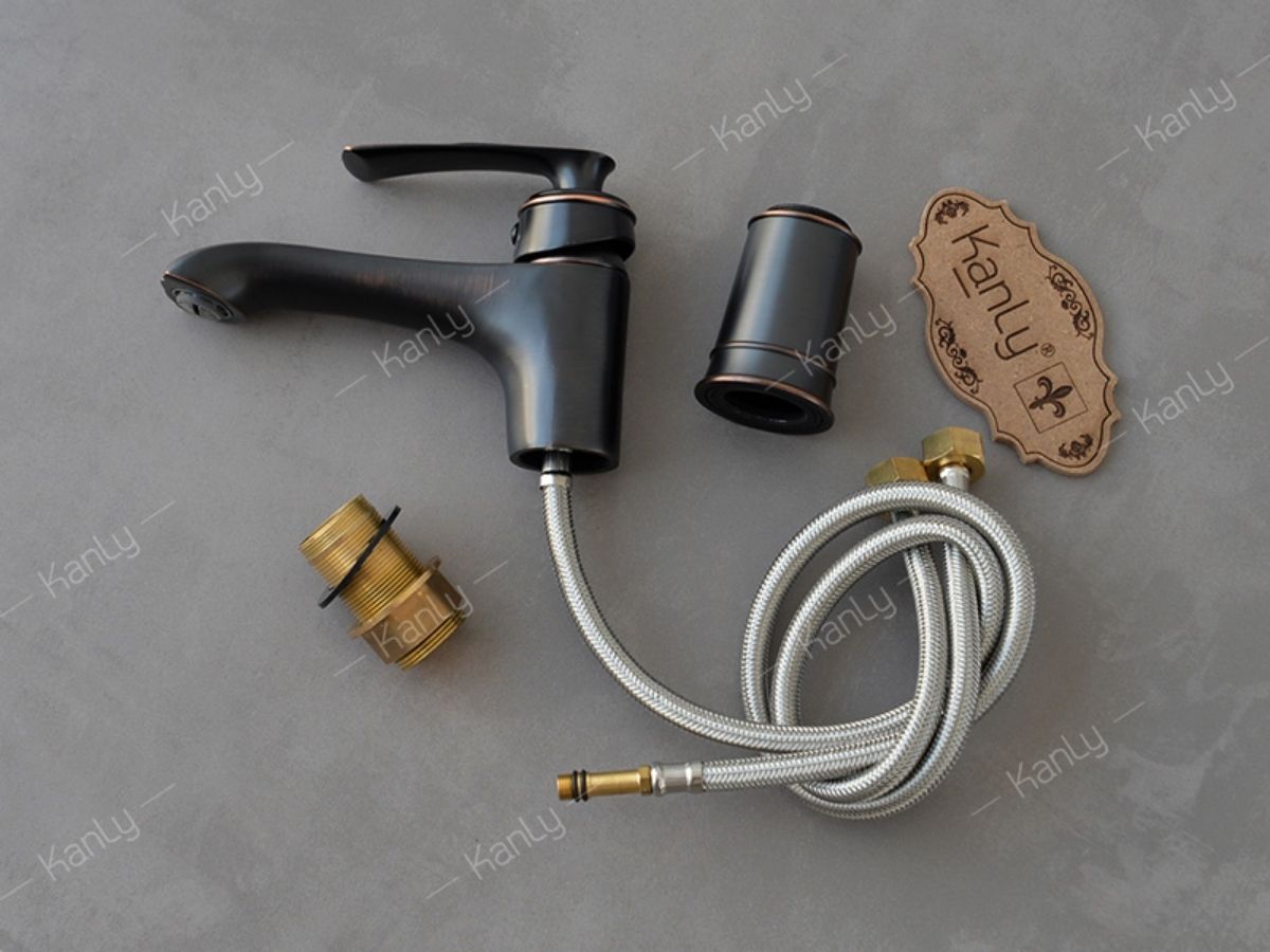 Vòi chậu lavabo nóng lạnh bằng đồng Kanly GCV41B