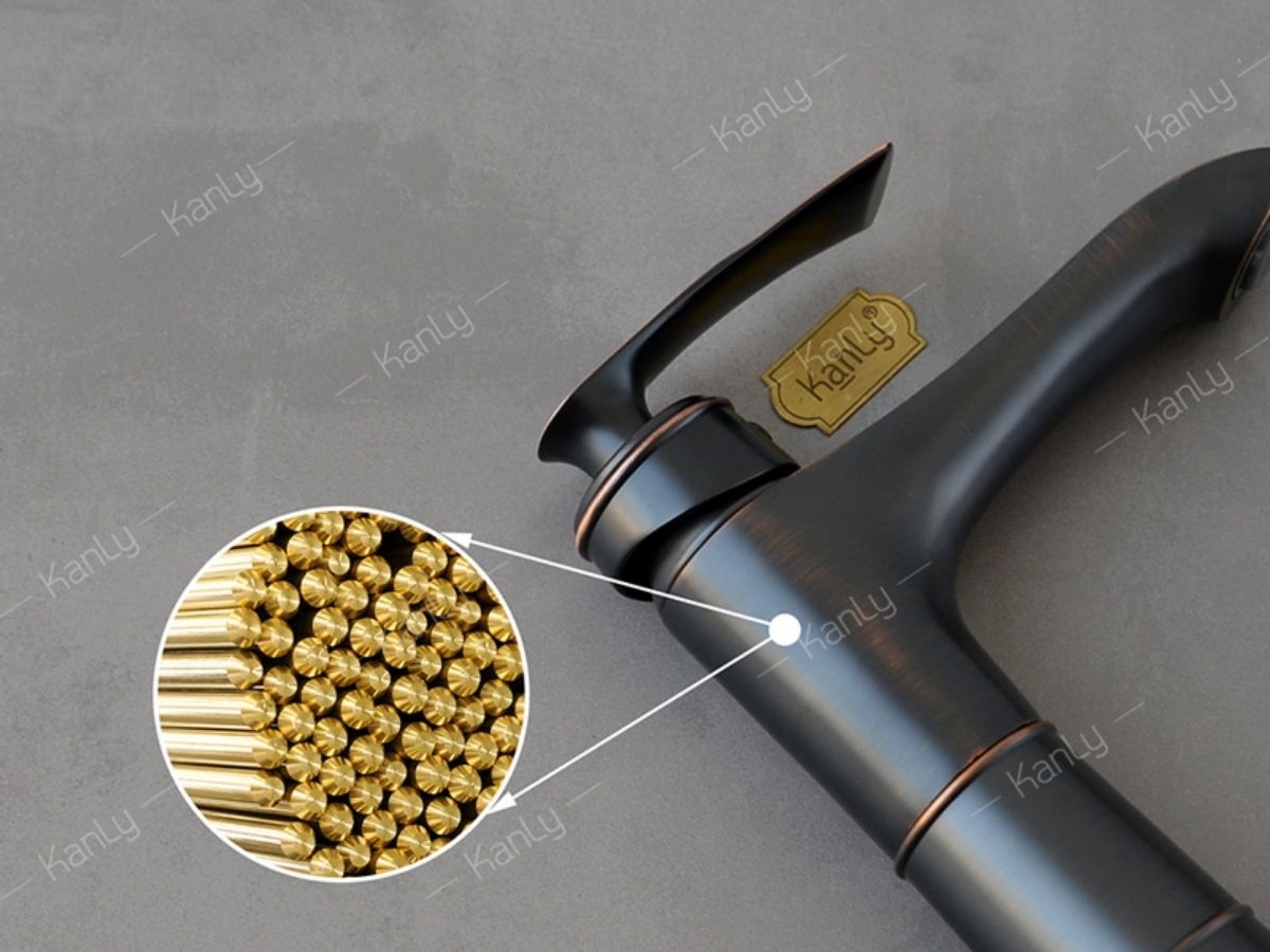 Vòi chậu lavabo nóng lạnh bằng đồng Kanly GCV41B