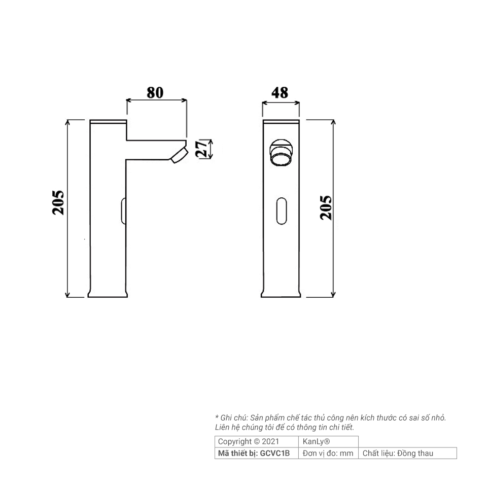 Vòi lavabo cảm ứng Kanly GCVC1B