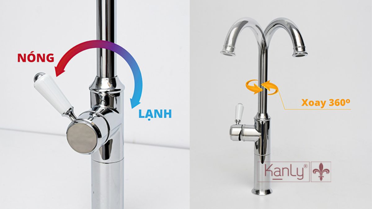 Vòi rửa chén bát nóng lạnh bằng đồng Kanly CHA11