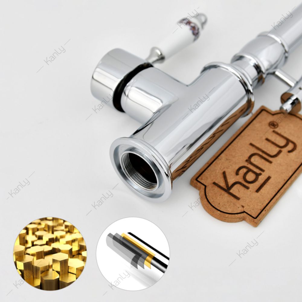 Vòi rửa bát dây rút nóng lạnh bằng đồng Kanly CHC09