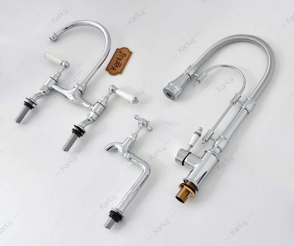 Vòi rửa bát dây rút nóng lạnh bằng đồng Kanly CHC09