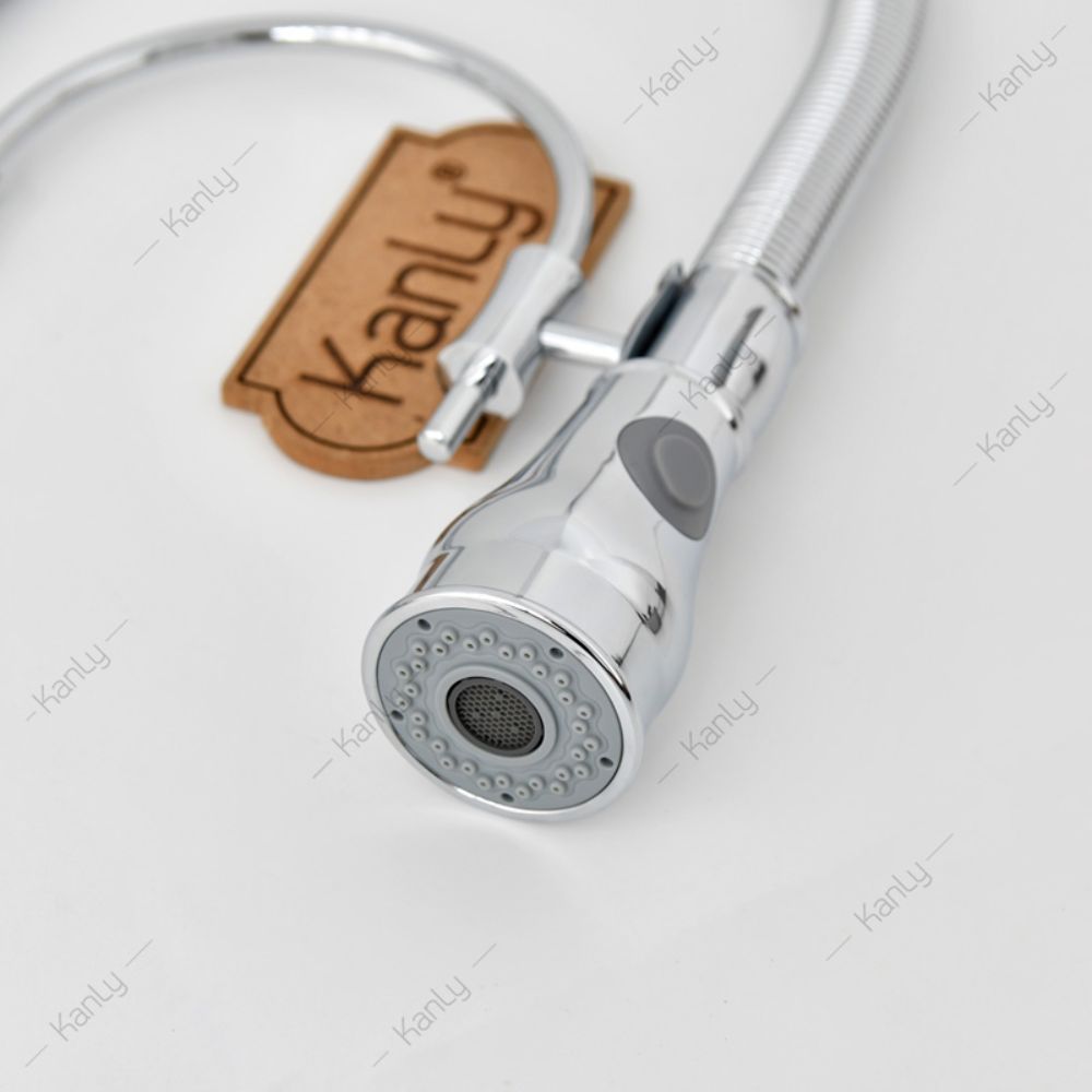 Vòi rửa bát dây rút nóng lạnh bằng đồng Kanly CHC09