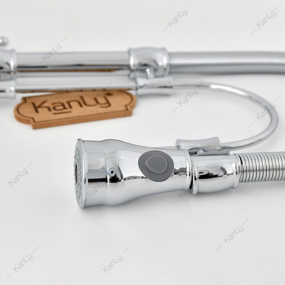 Vòi rửa bát dây rút nóng lạnh bằng đồng Kanly CHC09