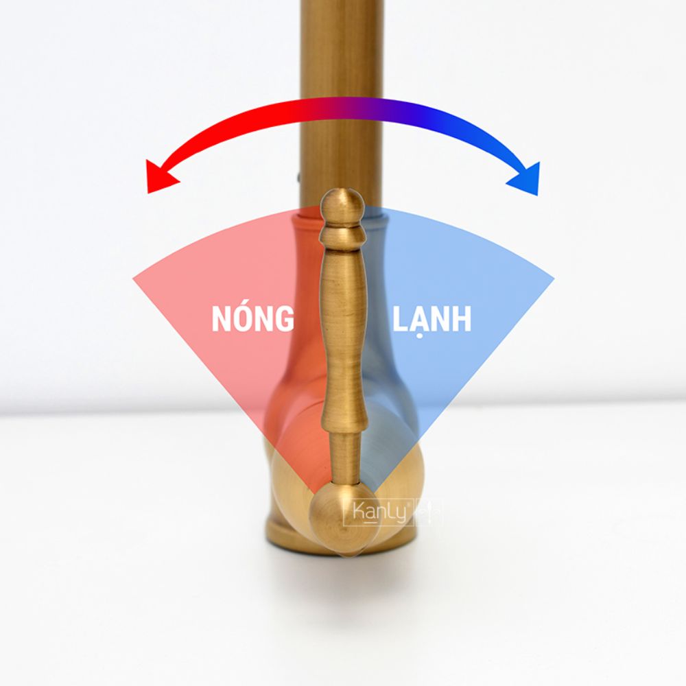 Vòi rửa bát dây rút nóng lạnh bằng đồng Kanly GCC09