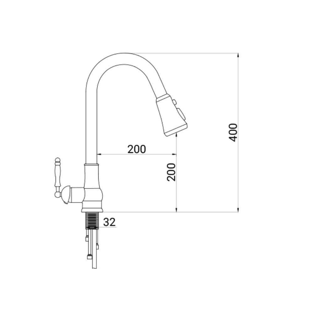 Vòi rửa bát dây rút nóng lạnh bằng đồng Kanly GCC09