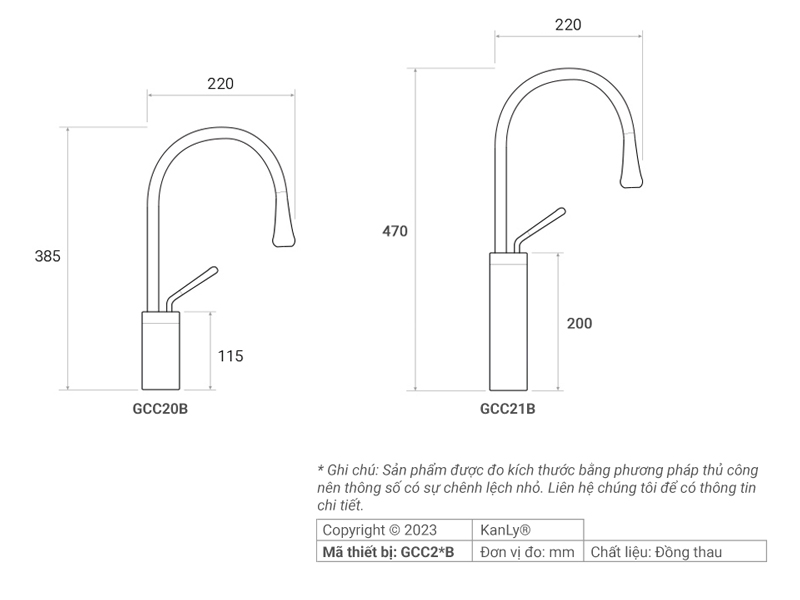 Vòi rửa bát nóng lạnh bằng đồng Kanly GCC01