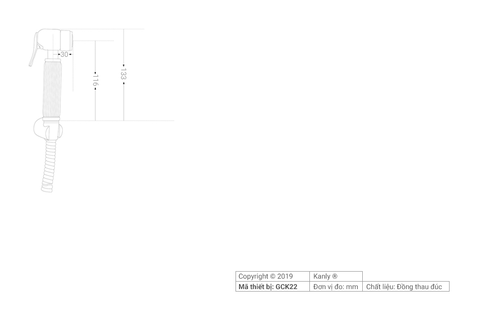 Vòi xịt vệ sinh bằng đồng Kanly GCK22