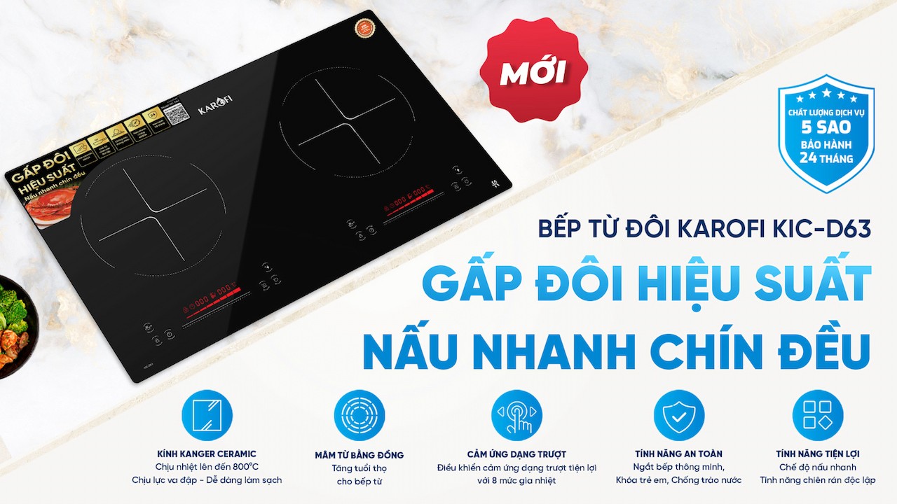 Bếp từ đôi cao cấp Karofi KIC-D63